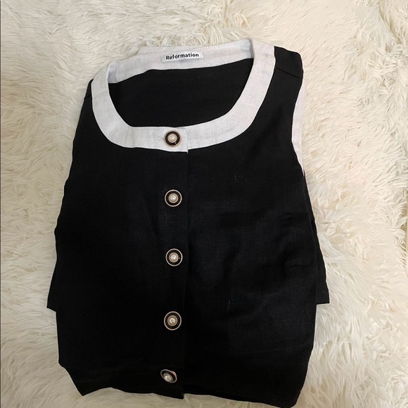 Reformation Roxy Linen Two Piece Black - Picture 5 of 6